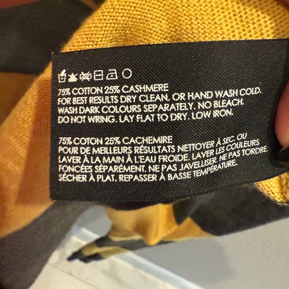 Club Monaco Striped Yellow and Black Sweater Cashmere Blend Men’s Size XS - Picture 3 of 4